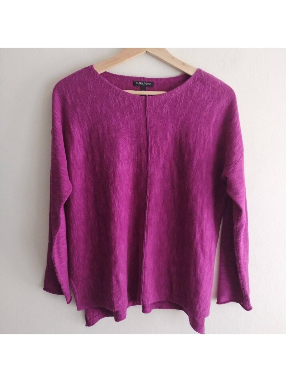 Eileen Fisher Linen Cotton Sweater PS Petite Small Plum Purple Relaxed Pullover